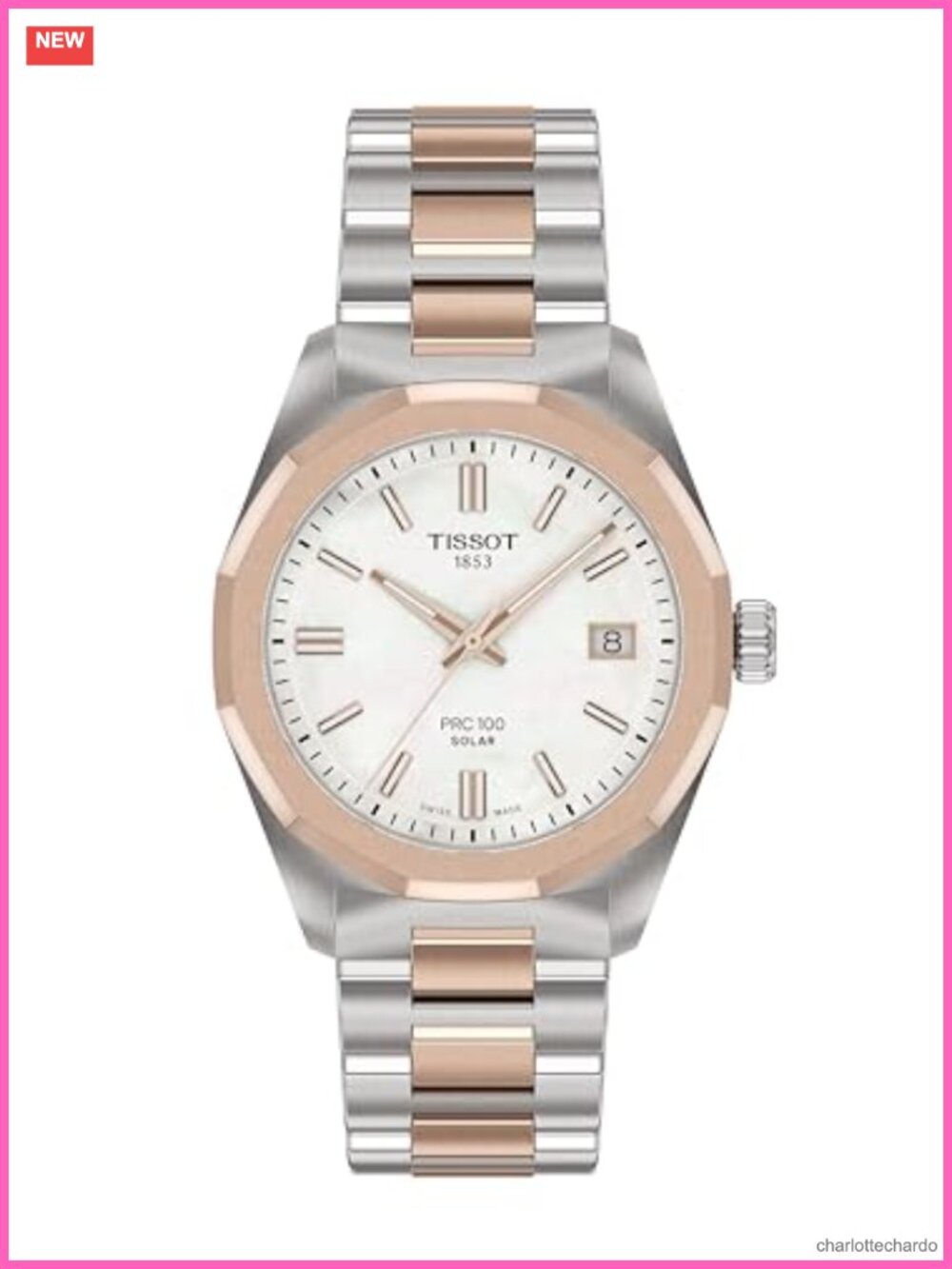 Tissot PRC 100 Solar 34mm Mother-of-Pearl Dial Stainless Watch